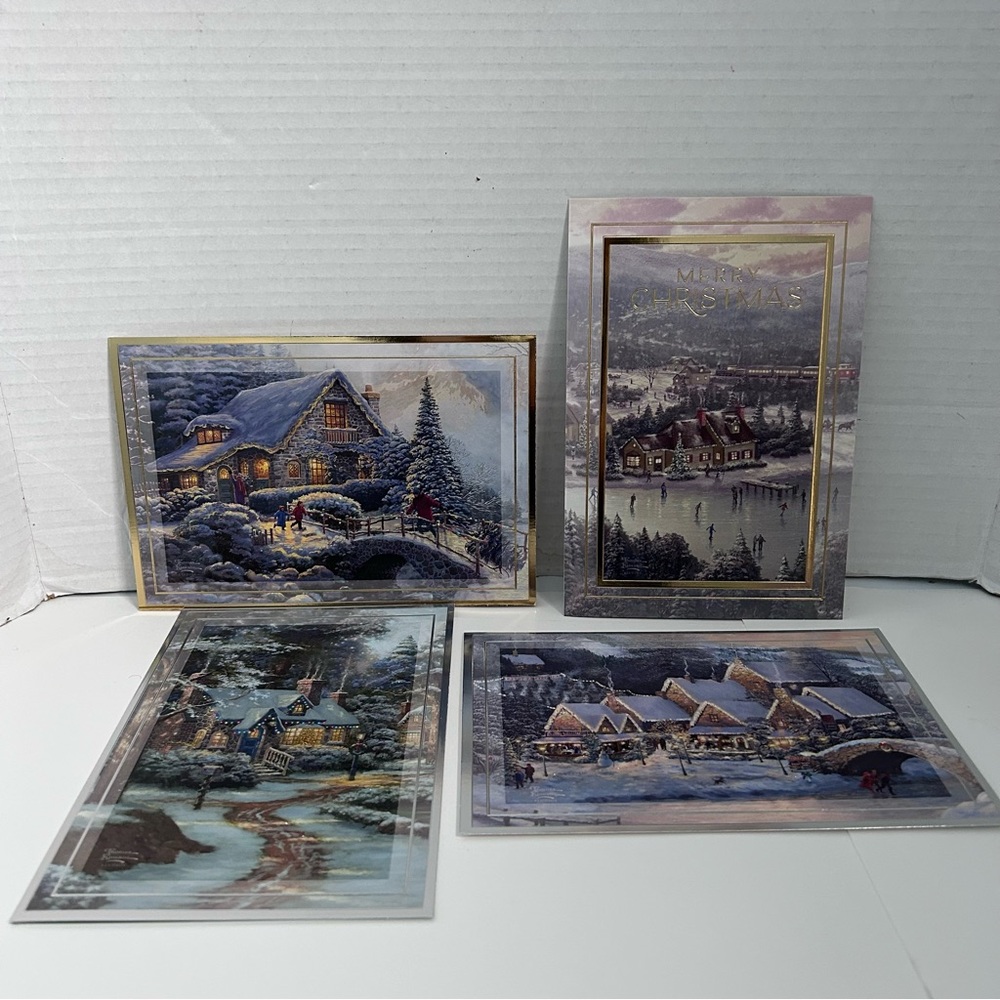 HALLMARK LOT OF 4 THOMAS KINKADE holiday cards